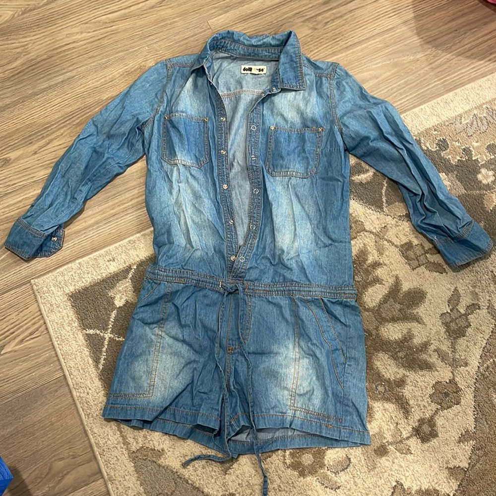 Denim Jean Dollhouse Small Jumper Romper